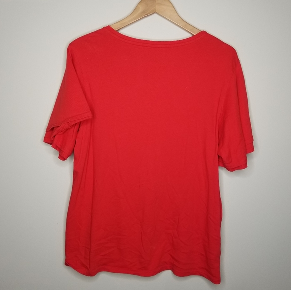 Loft Red Ruffle Flutter Sleeve Tee - Picture 2 of 6